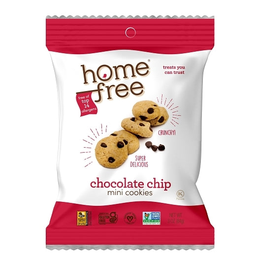 Homefree Chocolate Chip Mini Cookies, 8 x 3 oz Case - Bakery & Desserts