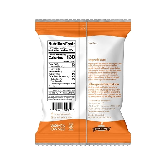 Homefree Organic Ginger Snap Mini Cookies Tray, 10 x 0.95 oz Case - DOT product image 2