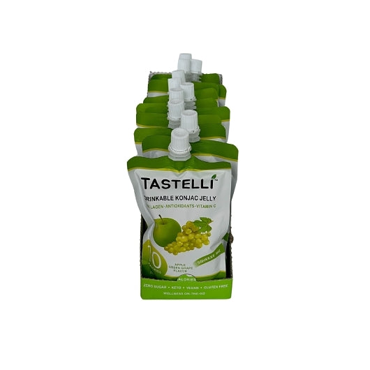Tastelli Green Apple Grape Drinkable Konjac Jelly Snack with Plant-based Collagen + Antioxidants + Vitamins, 4 x 10 x - 