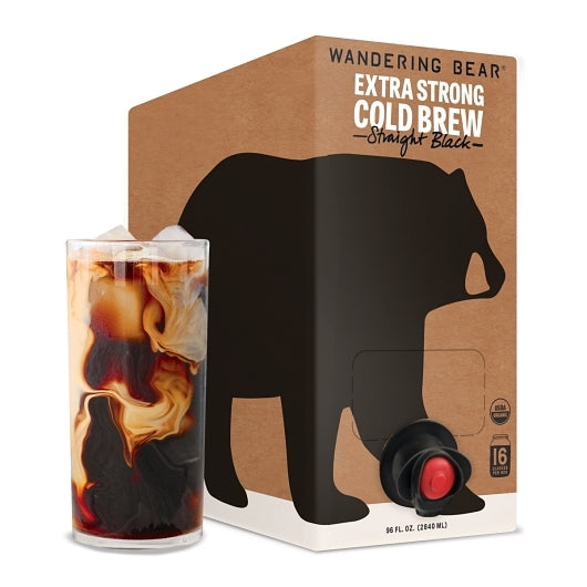 Wandering Bear On STRAIGHT BLACK COLD BREW COFFEE, 3 x 96 fl oz Case - Unclassified DOT image