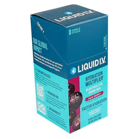 Liquid I.V. Acai Berry Electrolyte Drink Mix Singles 8 Count, 12 x 8 x 0.56 oz Case - Pantry Ingredients - image 2