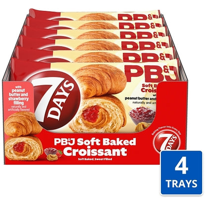 7Days Peanut Butter Strawberry Jelly Single-Serve Soft Croissant, 4 x 6 x 3 oz Case - Breads, Rolls & Buns