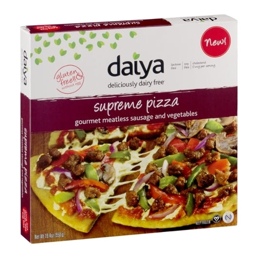 Daiya Vegan Dairy-Free Plant-Based Thin Crust Supreme Pizza, 8 x 19.4 oz Case - Prepared Foods