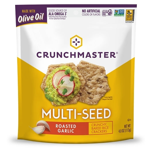 Crunchmaster Multi Seed Crackers Roasted Garlic, 12 x 1 each Case - Crackers & Grahams