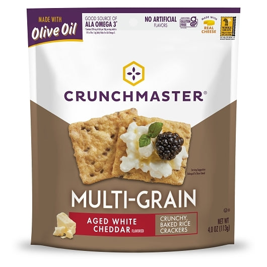 Crunchmaster Multi-grain Crackers White Cheddar, 12 x 4 oz Case - Crackers & Grahams
