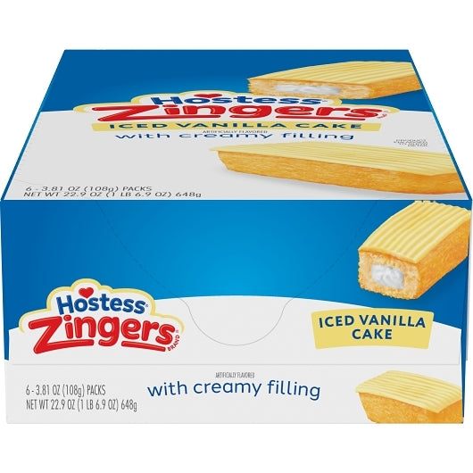 Hostess Single Serve Vanilla Zinger Snack, 6 x 6 x 3.81 oz Case - DOT product image 2