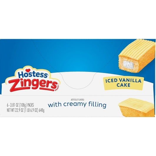 Hostess Single Serve Vanilla Zinger Snack, 6 x 6 x 3.81 oz Case - DOT product image 4