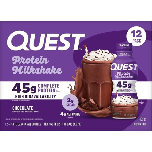 Quest Nutrition High Protein Chocolate Milkshake, 12 x 14 fl oz Case - Candy & Confections - image 2
