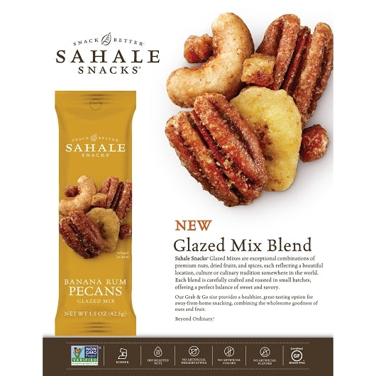 Sahale Pecans Banana Rumami Glazed, 18 x 1.5 oz Case - GS1 product shown out of package