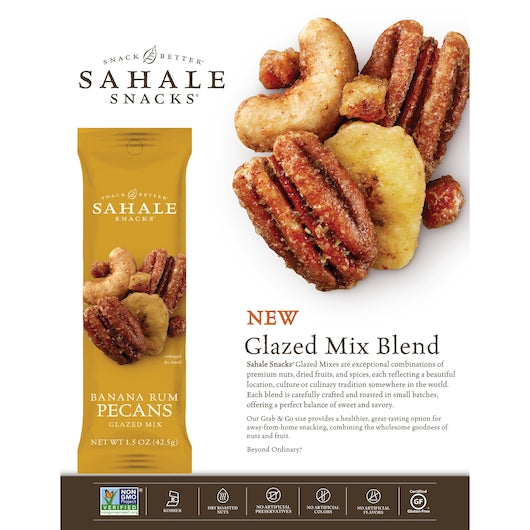 Sahale Snacks Pecans Banana Rumami Glazed, 18 x 1.5 oz Case - Nuts & Seeds