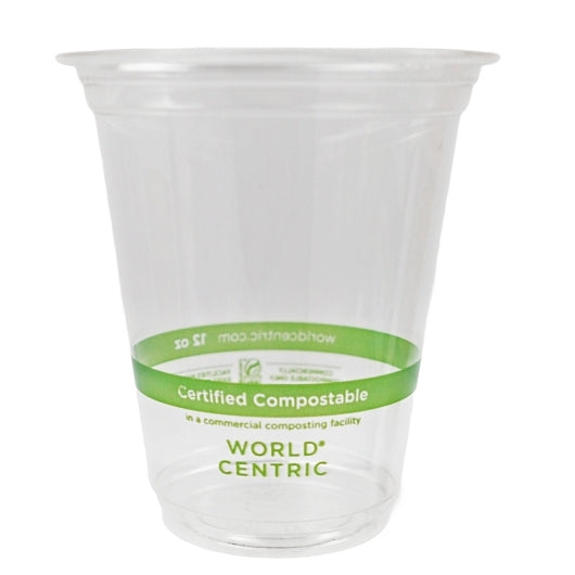 World Centric 12 Ounce Ingeo Compostable Clear Cup, 20 x 50 each Case - Plates Bowls