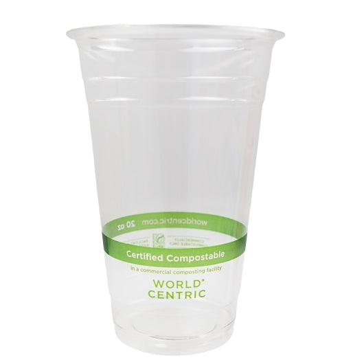 World Centric 20 Ounce Ingeo Compostable Clear Cup, 20 x 50 each Case - Plates Bowls