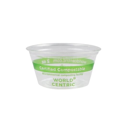 World Centric 2 Ounce Ingeo Compostable Clear Souffle Cup, 20 x 100 each Case - Plates Bowls