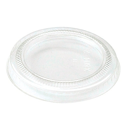 World Centric 2 Ounce Ingeo Compostable Clear Souffle Bowl Clear Flat Lid, 20 x 100 each Case - Disposable Cups & Lids