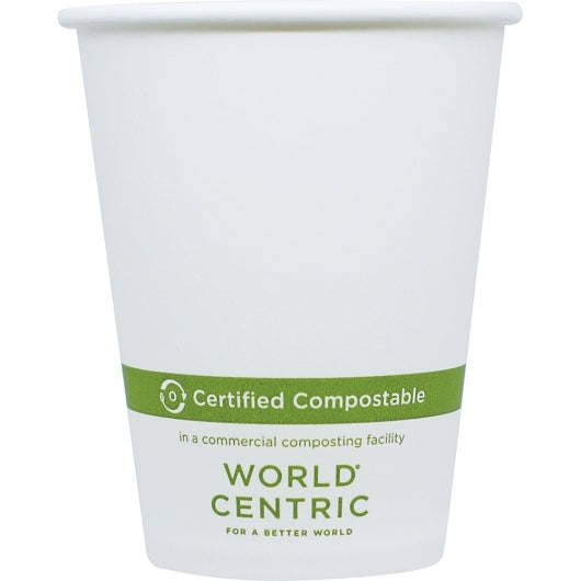 World Centric 8 Ounce Paper FSC Mix Compostable Hot Cup, 20 x 50 each Case - Disposable Cups & Lids