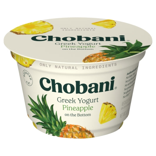 Chobani Pineapple On The Bottom Low Fat Greek Yogurt, 12 x 5.3 oz Case - Cheese & Dairy