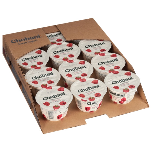 Chobani Non Fat Raspberry Greek Yogurt, 12 x 5.3 oz Case - DOT product image 3