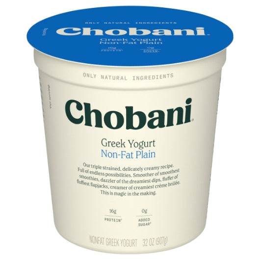 Chobani Non Fat Plain Greek Yogurt, 6 x 32 oz Case - DOT product image 2