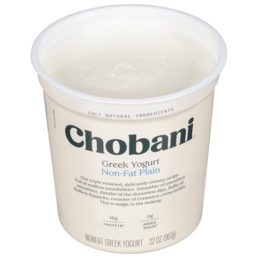 Chobani Non Fat Plain Greek Yogurt, 6 x 32 oz Case - DOT product image 3