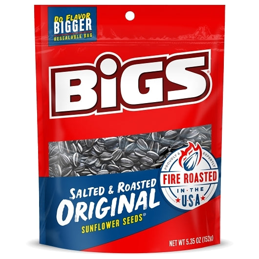 Bigs Sunflower Seeds Original Roasted & Salted, 12 x 5.35 oz Case - Nuts & Seeds