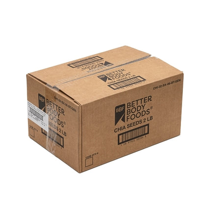 BetterBody Foods Organic Chia Seeds, 6 x 2 lb Case - GS1 closed shipping case image