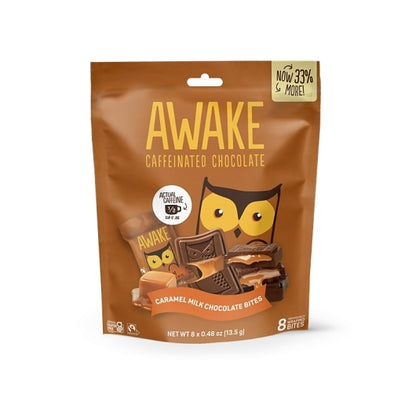 Awake Caffeinated Chocolate Caramel Milk Chocolate Bites, 10 x 8 ct Case - Candy & Confections