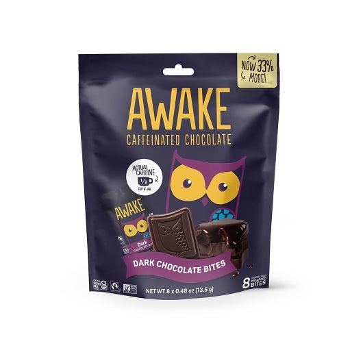 Awake Caffeinated Chocolate Dark Chocolate Bites, 10 x 8 ct Case - Candy & Confections