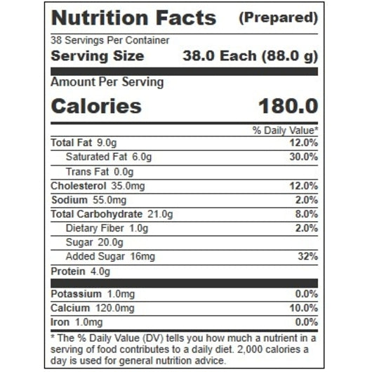 Villa Dolce ITALIAN EXPRESSO GELATO, 1 x 5 LT Case - Nutrition facts label