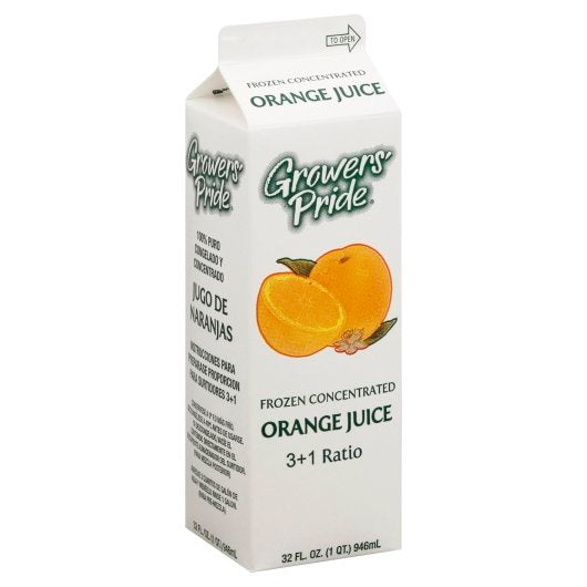 Growers Pride Orange Juice Frozen Concentrate, 12 x 32 fl oz Case - Beverages