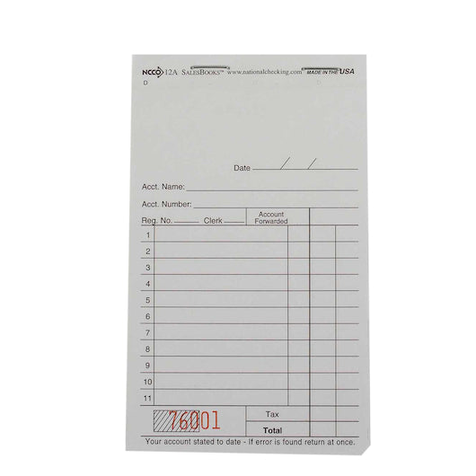 Salesbook Two-Part Carbon National Checking 3.5 Inch X 5.63 Inch 2 Part Carbon White 11 Line Salesbook, 1 x 5000 each