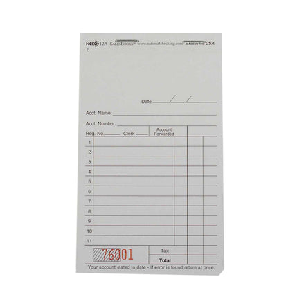 Salesbook Two-Part Carbon National Checking 3.5 Inch X 5.63 Inch 2 Part Carbon White 11 Line Salesbook, 1 x 5000 each