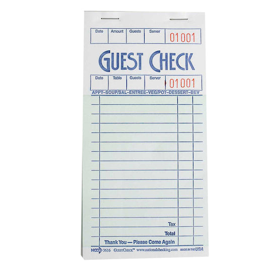 National Checking Guest National Checking Company 1 Part 16 Line Green Guest Check, 1 x 5000 each Case - Guest Checks &