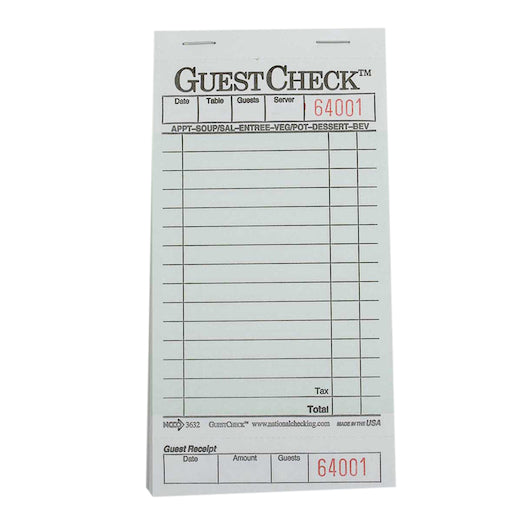 NCCO National Checking Guest Check Board, 1 x 2500 each Case - Guest Checks & Register Rolls