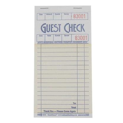 National Checking Guest National Checking 3.5 Inch X 6.75 Inch 1 Part Salmon 13 Line Guest Check, 1 x 2500 each Case