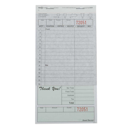 Magnolia Evaporated Milk Guest Check 2 Part Carbon Green, 50 x 50 x 1 each Case - Guest Checks & Register Rolls