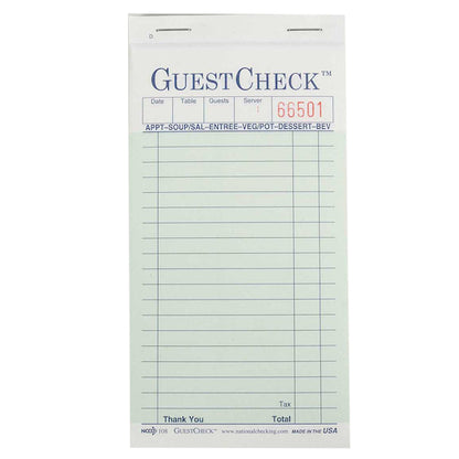 (Price/Pack)National Checking 108-50 Guest Check No Carbon 2 Par - DOT product image 1