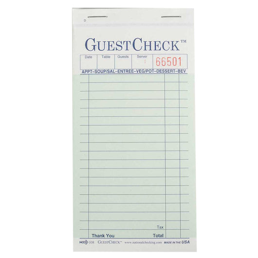 (Price/Pack)National Checking 108-50 Guest Check No Carbon 2 Par - DOT product image 1