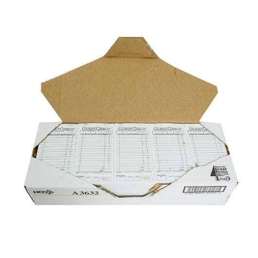 NCCO National Checking 3.5 Inch X 6.75 Inch 1 Part Green 15 Line Guest Check, 1 x 2500 each Case - GS1 open-case image