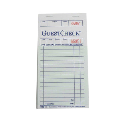 NCCO National Checking 3.5 Inch X 6.75 Inch 1 Part Green 19 Line Guest Check, 1 x 2500 each Case - Guest Checks &