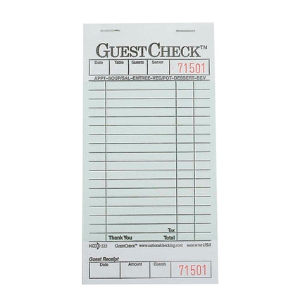 National Checking Company 1 Part 18 Line Green Guest Check, 50 x 50 SH Case - Guest Checks & Register Rolls