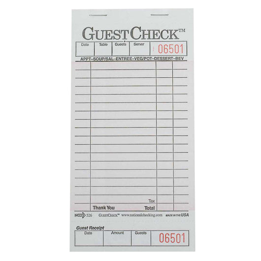 NCCO National Checking 3.5 Inch X 6.75 Inch 1 Part Pink 18 Line Guest Check, 1 x 2500 each Case - Guest Checks &