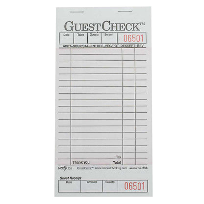 NCCO National Checking 3.5 Inch X 6.75 Inch 1 Part Pink 18 Line Guest Check, 1 x 2500 each Case - Guest Checks &