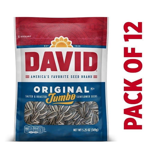 David Roasted & Salted Original Jumbo Sunflower Seeds, 12 x 5.25 oz Case - DOT product image 2