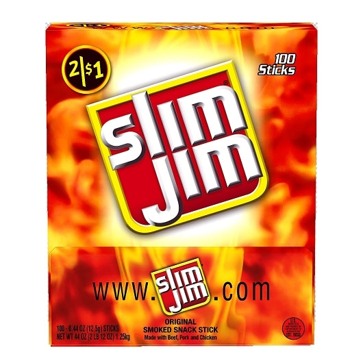 Slim Jim Original Snack Sticks, 4 x 100 x 0.44 oz Case - Meat Snacks