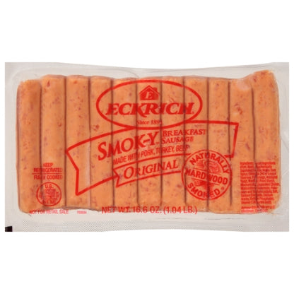 Eckrich Sausage Smokey Original Link, 10 x 1.078 lb Case - Frozen Meat & Seafood