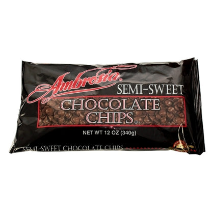 Ambrosia Chocolate Semisweet Chips, 12 x 12 oz Case - DOT product image 2