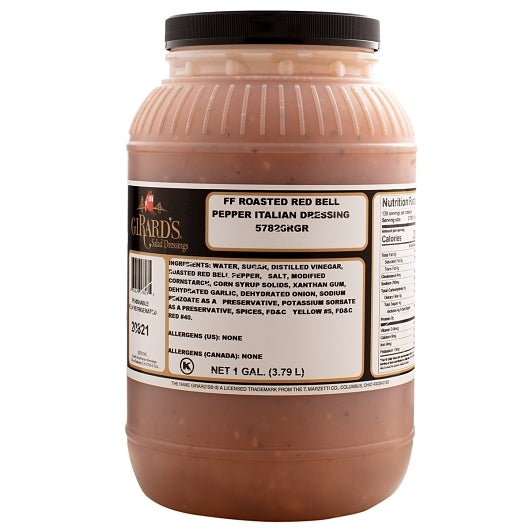 Girards Dressing Fat Free Roasted Red Bell Pepper Italian Dressing Bulk, 2 x 1 GA Case - Condiments & Sauces