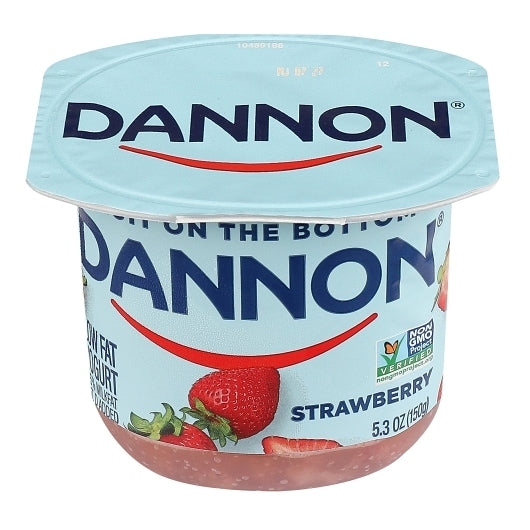 Dannon Low Fat Fruit on the Bottom Strawberry Yogurt, 12 x 5.3 oz Case - Cheese & Dairy