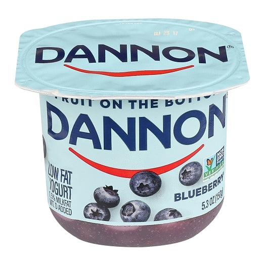 Dannon Low Fat Fruit on the Bottom Blueberry Yogurt, 12 x 5.3 oz Case - Cheese & Dairy