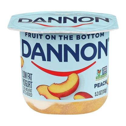 Dannon Low Fat Fruit on the Bottom Peach Yogurt, 12 x 5.3 oz Case - Cheese & Dairy